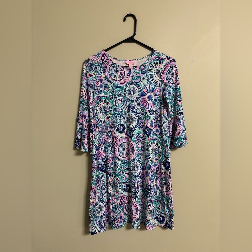Lilly Pulitzer Ophelia Swing Dress Multi “The Swim” Size XS Resort Bell Sleeves